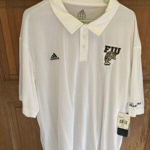 Adidas White Men's Polo with FIU Logo